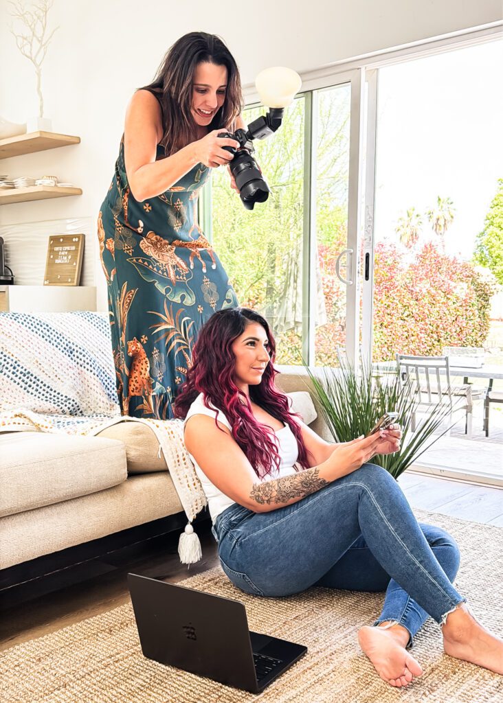 Brand photographer shooting an eye-bird shot