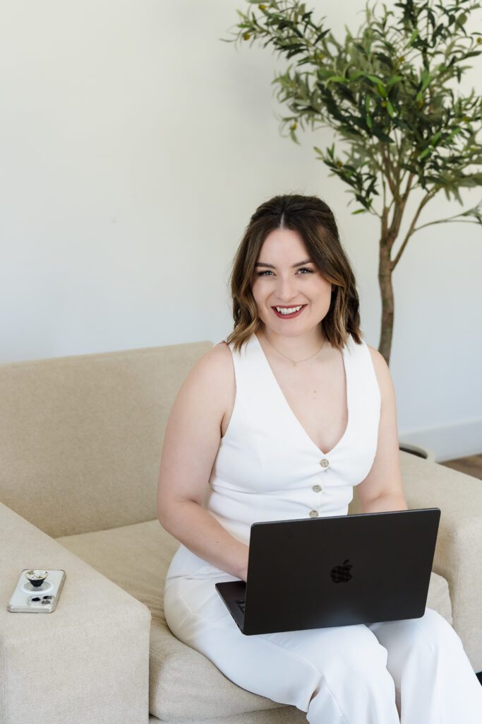 Personal brand headshot of a creative marketing strategist in a lifestyle setting