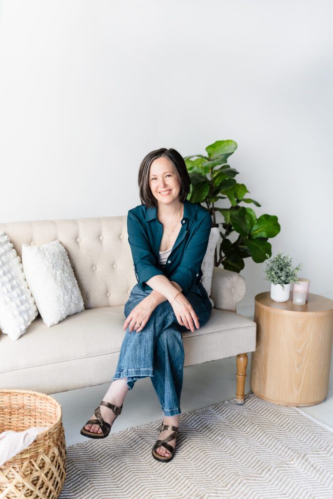 Bright, minimal lifestyle photography studio setup for modern headshots